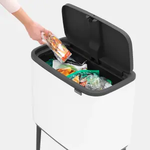 Brabantia Bo Touch Wide White Metal Bin - 36L Freestanding