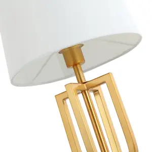 Eye Catching Brushed Gold Plated Metal Table Lamp Base with Four Pillar Design