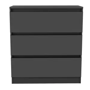 SunDaze Chest of Drawers Storage Bedroom Furniture Cabinet 3 Drawer Dark Grey 70x40x77cm