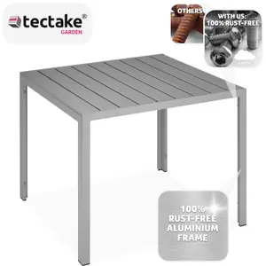 Garden Furniture Table Maren - aluminium, wood look, 90 x 90 x 74.5 cm - silver