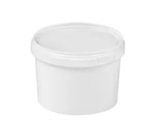 Plastic Buckets Tubs White Transparent Tamper Evident Lids  15 buckets 0.55L