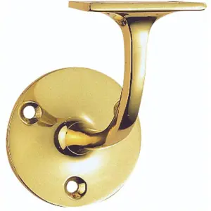 Heavyweight Stair Handrail Bannister Bracket Arm - Polished Brass 91mm Holder