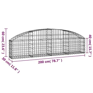 Berkfield Arched Gabion Basket 200x30x40/60 cm Galvanised Iron