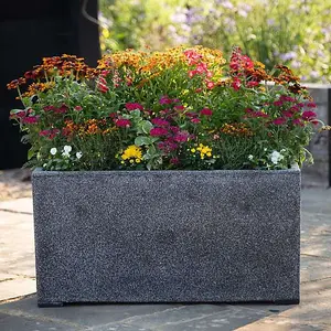 Primrose Poly Terrazzo Stone Small Black Outdoor Patio Trough Planter 80cm