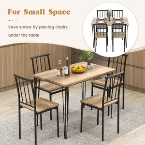 Costway 5-Piece Dining Table Set Kitchen Table 4 Chairs Set with Metal Frame