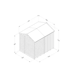 Forest Garden Beckwood 8x6 ft Reverse apex Natural timber Wooden 2 door Shed with floor (Base included)