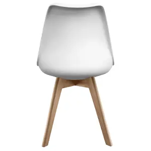 Soho White & Dark Grey Plastic Dining Chair with Squared Light Wood Legs