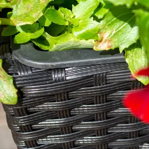 Rowlinson Rattan Square Planter 2 Pack - Black