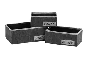 Interiors by Premier Stuff Set Of Three Rectangular Storage Boxes