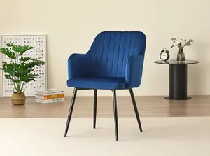 Charlotte Velvet Comfort Dining Chairs - Blue - Set of 2