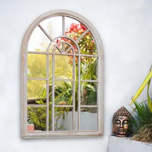 La Hacienda Aston & Wold Antique White Arch Framed Garden mirror 970mm x 670mm