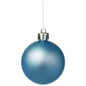 Blue Plastic Round Christmas bauble set, Set of 8 (D) 60mm