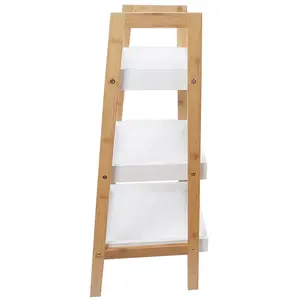 3 Tier Wood Book Shelf Trapezoidal Tower Bookcase for Living Room 75cm(H)