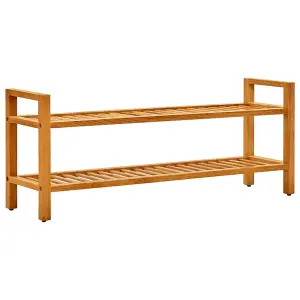 Berkfield Shoe Rack with 2 Shelves 100x27x40 cm Solid Oak Wood