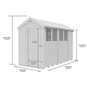 DIY Sheds 5x10 Apex Shed - Single Door With Windows