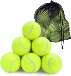 MantraRaj Tennis Balls With Mesh Carrying Bag Ideal for Sports Play, Practice, Pet Play, Dog Training, Throwing Machine (48)