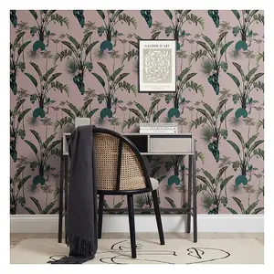 Tropical Paradise Wallpaper In Dusky Pink