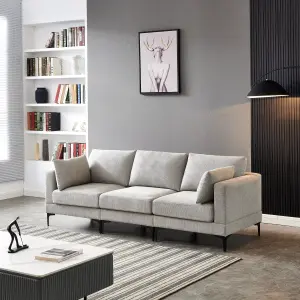 ANEK 3 Seater Grey Fabric Sofa and Pillows