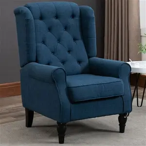 Portland Blue Retro Upholstered Wingback Armchair