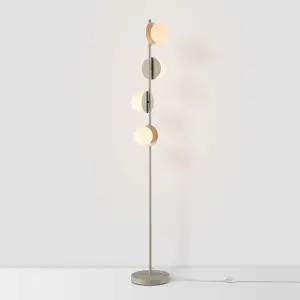 houseof Frosted Opal Ball Shade Disk Floor Lamp - Off White Sand