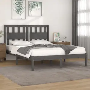 Berkfield Bed Frame Grey Solid Wood Pine 200x200 cm