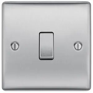 BG 16A 2 way 1 gang Light switch Matt Steel effect