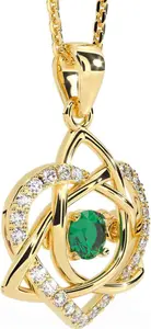 Diamond Emerald Gold Irish Celtic Knot Heart Necklace Irish Made