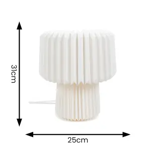 ValueLights White Origami Bedside Table Lamp with Paper Fold Pleated Lampshade - Bulb Included