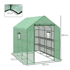 Outsunny Walk-in Outdoor Green House with Door and Mesh Windows, Green