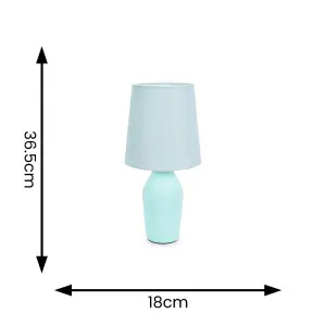 ValueLights Arlo Duck Egg Blue Ceramic Base Table Lamp with Tapered Shade - LED Bulb Included