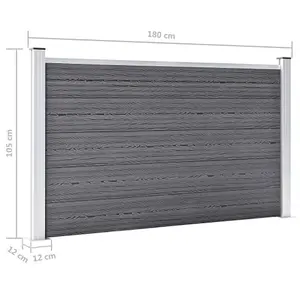 Berkfield Garden Fence WPC 180x105 cm Grey