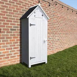 Outdoor Bideford Garden Wooden Storage Cabinet Tool Shed - White