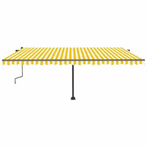 Berkfield Manual Retractable Awning with LED 500x300 cm Yellow and White