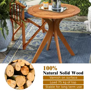 Costway Wood Outdoor Patio Bistro Side Table Garden 70cm Round Wooden Coffee Table