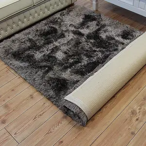 Grey Handmade , Luxurious , Modern , Plain , Shaggy , Sparkle Easy to Clean Rug for Living Room, Bedroom - 160cm X 230cm