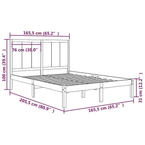 Berkfield Bed Frame Solid Wood Pine 160x200 cm