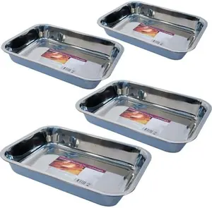 Baking Tray Stainless Steel Deep Roasting Oven Pan 34Cm Grill Bake Cook Dish New