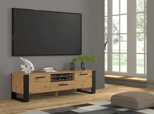 Modern Nuka TV Cabinet  in Oak Artisan W1600mm x H480mm x D430mm