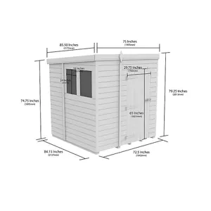 DIY Sheds 6x7 Pent Shed - Single Door With Windows