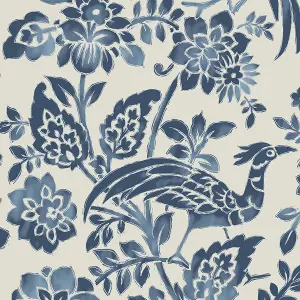 Laura Ashley Dark Seaspray Blue Adain Palace Smooth Wallpaper