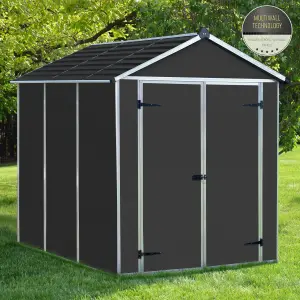 Palram - Canopia Rubicon 8x6 ft Apex Dark grey Plastic 2 door Shed with floor