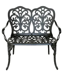 Cast Aluminium Love Seat Bench - Black