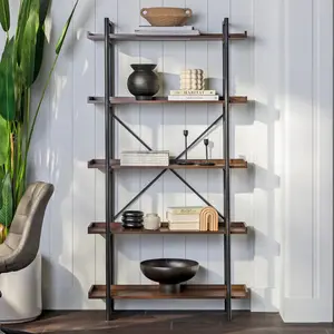 Jessica 92cm W Steel Etagere Bookcase Dark Walnut