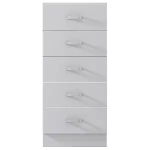 Tunis 5 Drawer Tall Slim Chest Of Drawers - Matt White