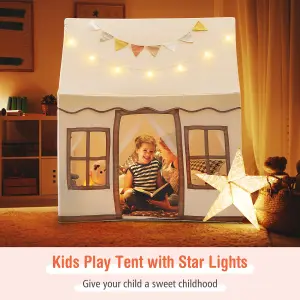 Costway Kids Play Tent Indoor Kids Playhouse with Star Lights Toddler Castle Play Tent