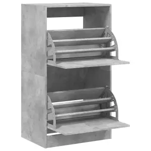 Berkfield Shoe Cabinet with 2 Flip-Drawers Concrete Grey 60x42x108 cm