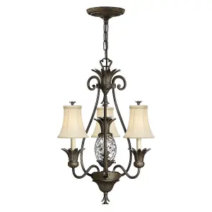 Elstead Plantation Multi Arm Chandelier 3 Light Pearl Bronze Finish, E14