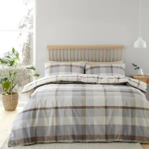 Cotton Chequered Duvet Cover Set with Pillowcases Kingsize Duvet Cover + 2 Standard Pillowcases