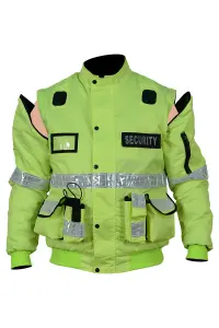 RAC3 Mens 2 in 1 Security Doorman Jacket Vest with Removable Sleeves, Available in 3 Colors, Sizes Small to 5XL (Yellow Medium)