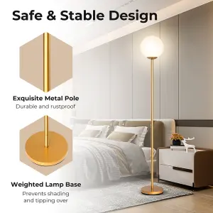 Costway Globe Floor Lamp Modern Freestanding Lamp Standing Light with Acrylic Lampshade